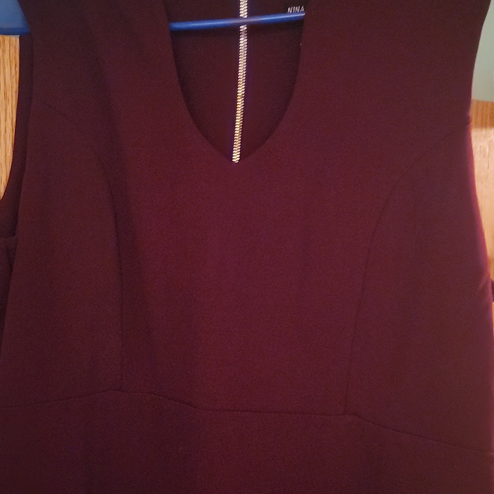 Nina Leonard Burgundy Midi Dress - Picture 3 of 5